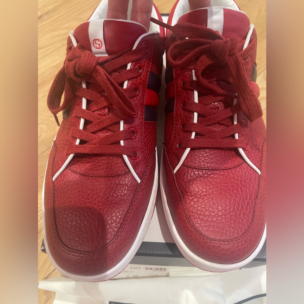 SOLD Gucci Ronnie Low-Top Sneakers in Red Leather Gucci Size 9 US Size 9.5 - Picture 4 of 11